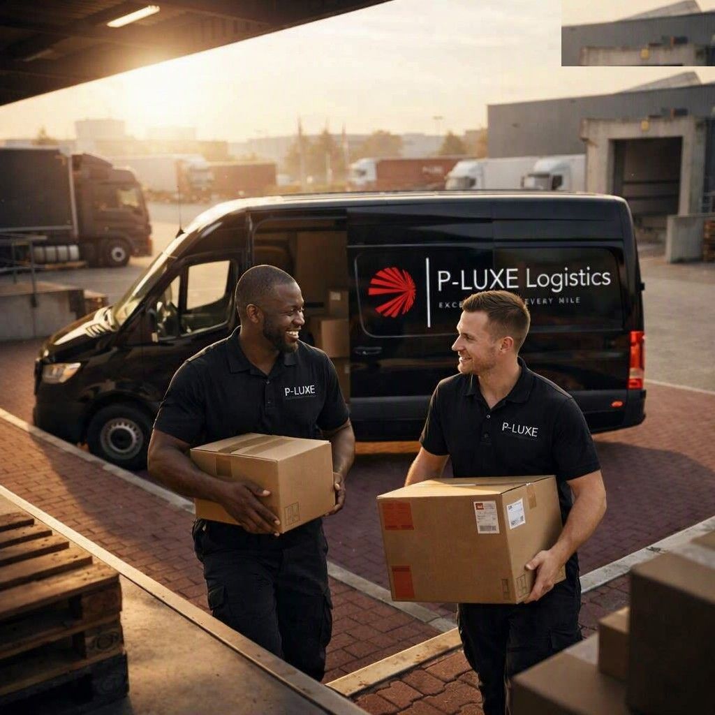 P-LUXE Logistics team loading a delivery van