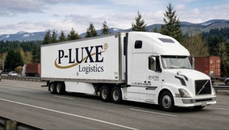 P-LUXE Logistics white branded truck